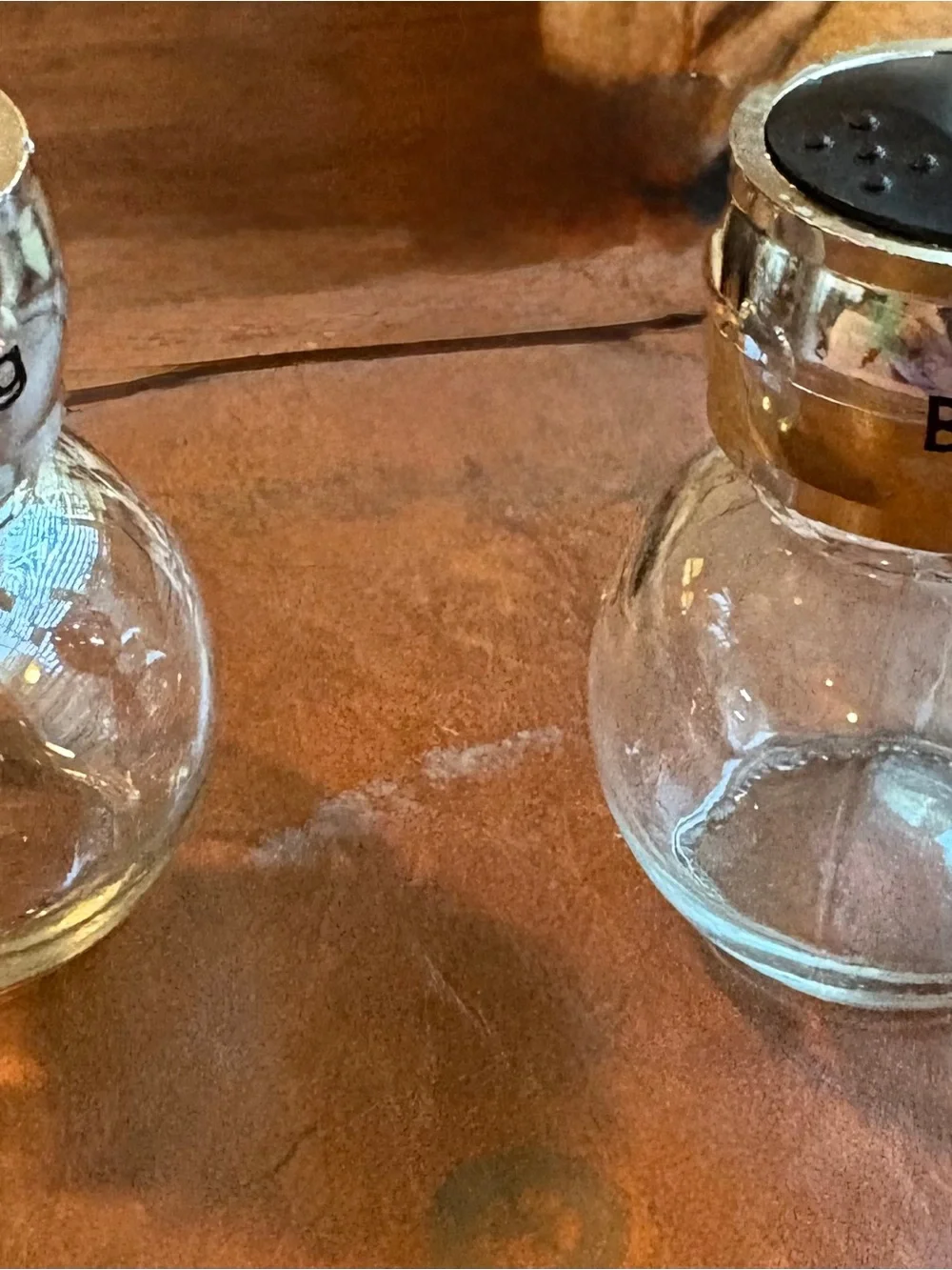 Vintage Glass Spice Jars Set of 5 Silver Tone Shaker Lids Kitchen Decor